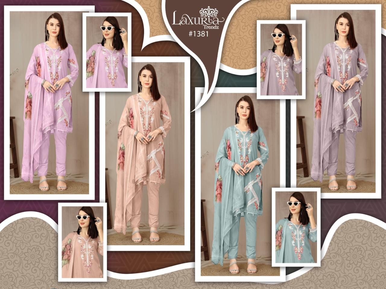 1381 Laxuria Trendz Organza Pakistani Readymade Suits