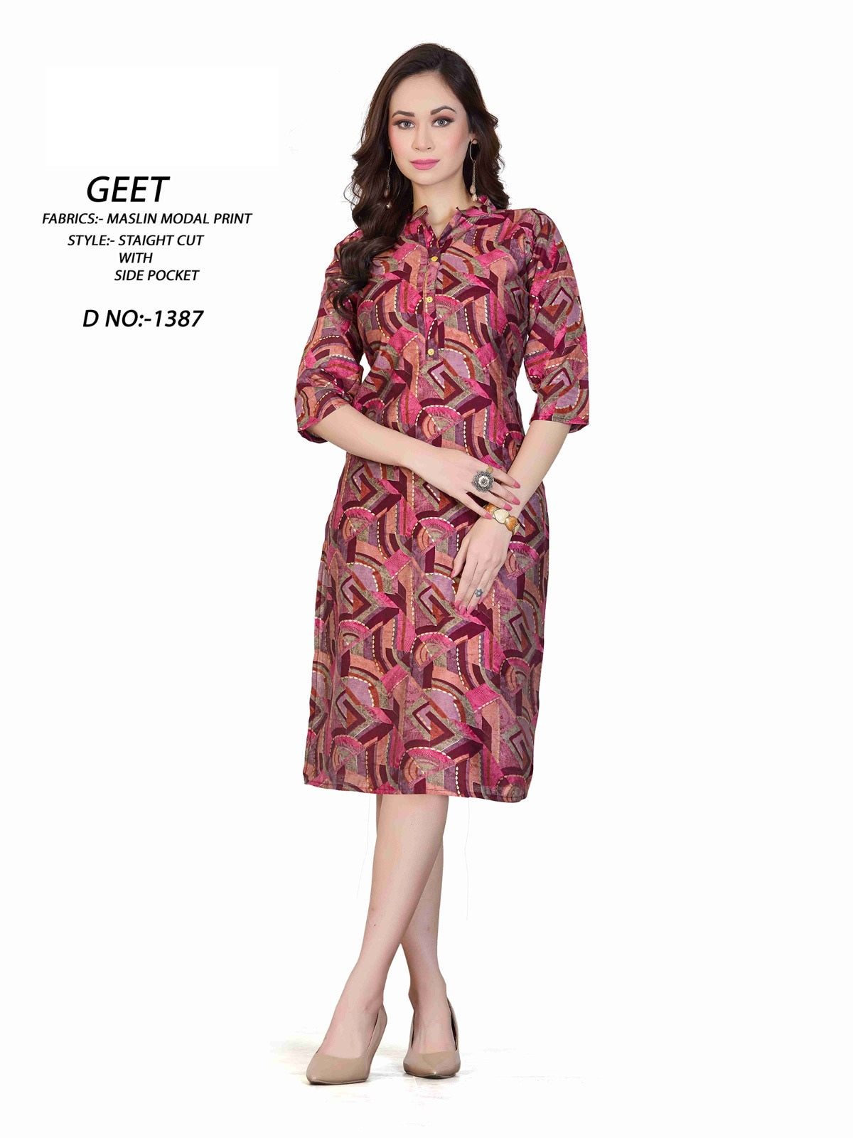 1384-1387 A4U Premium Muslin Knee Length Kurtis