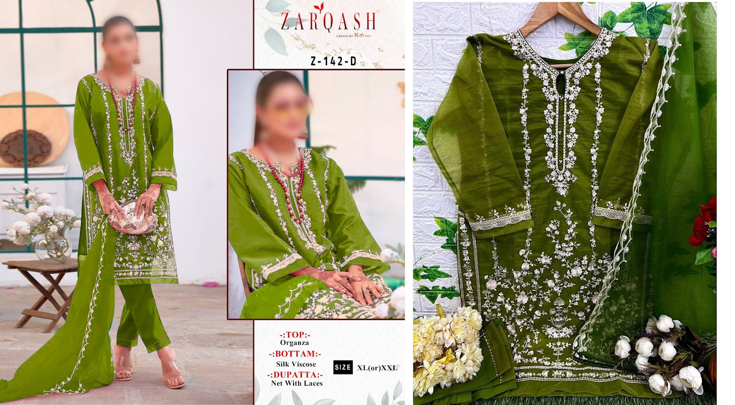 142 Zarqash Organza Pakistani Readymade Suits