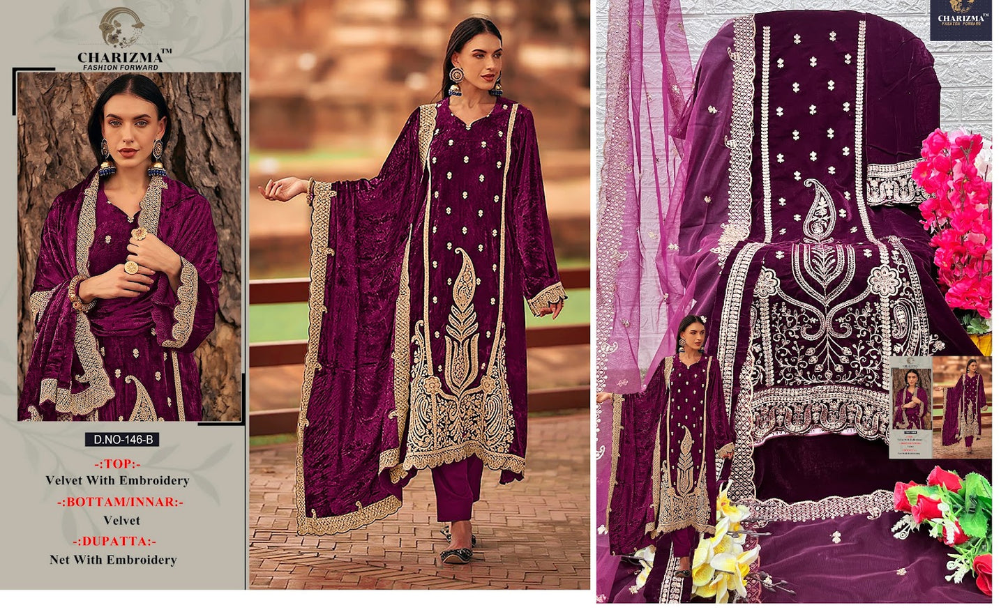 146 Charizma Designer Velvet Suits
