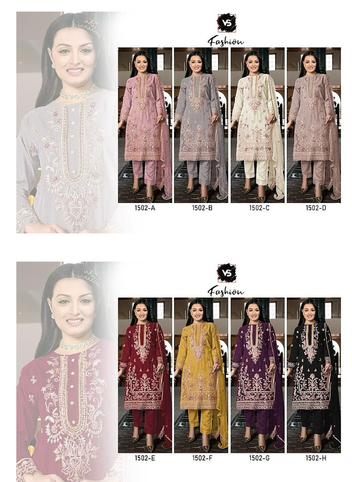 1502 Vs Fashion Organza Pakistani Salwar Suits