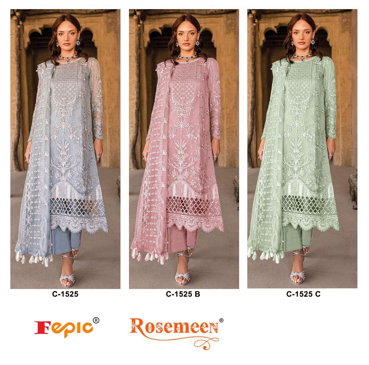 1525 Fepic Organza Pakistani Salwar Suits