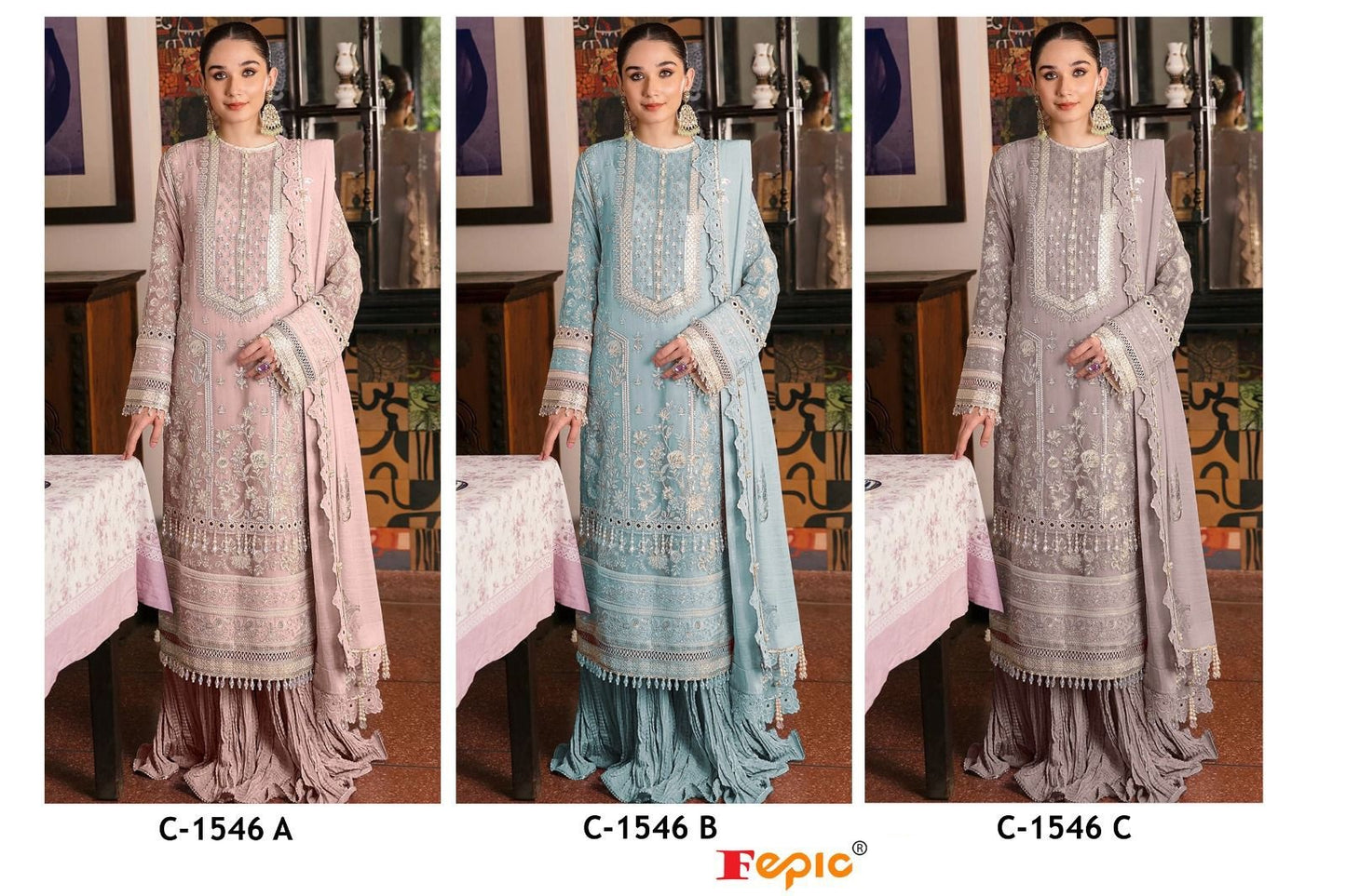 1546 Fepic Organza Pakistani Salwar Suits