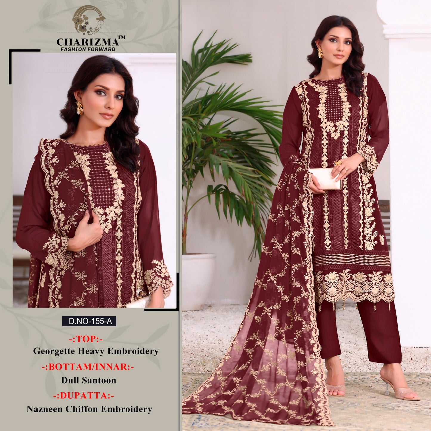 155 Charizma Designer Georgette Pakistani Salwar Suits