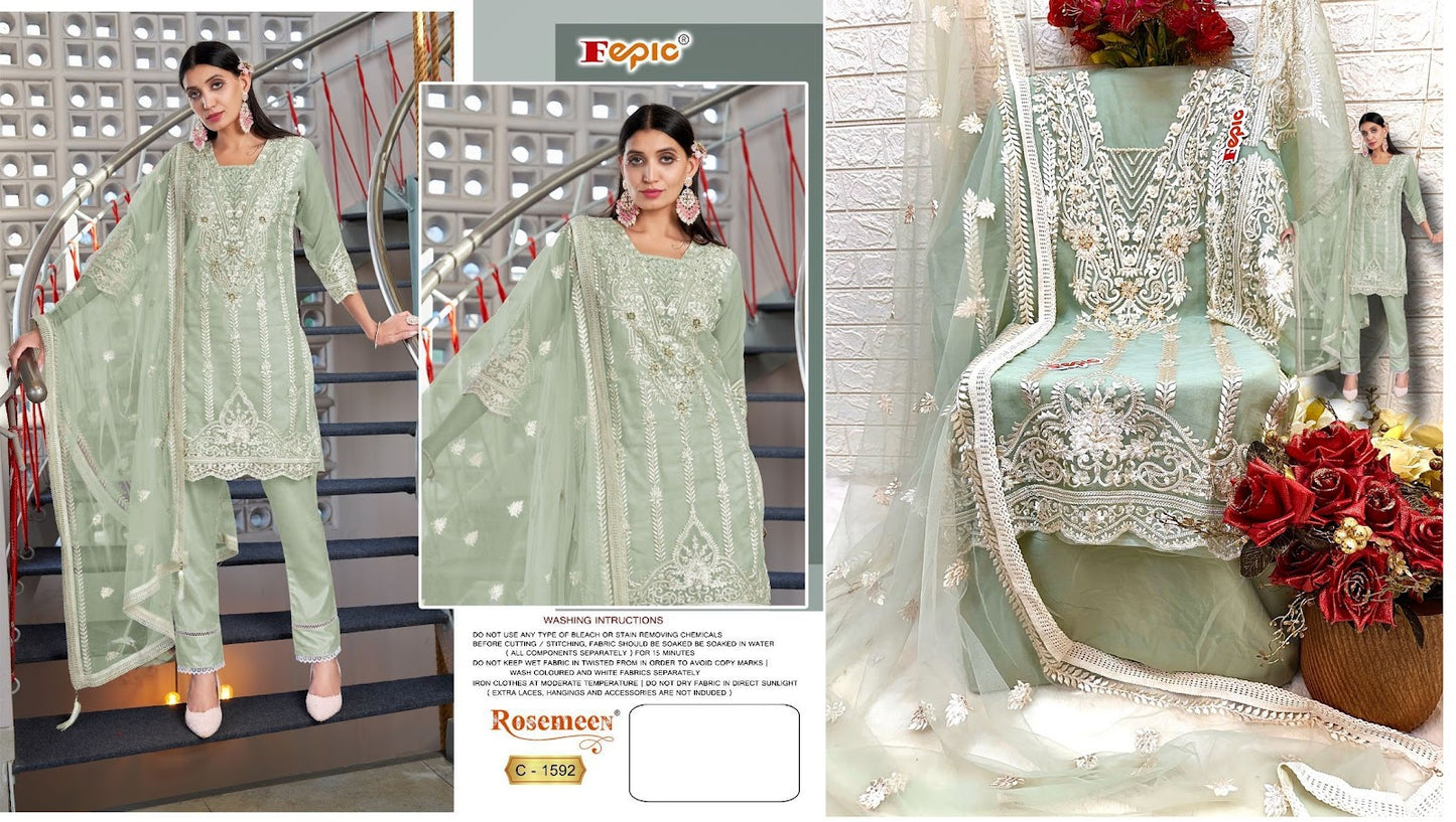 1592 Fepic Organza Pakistani Salwar Suits