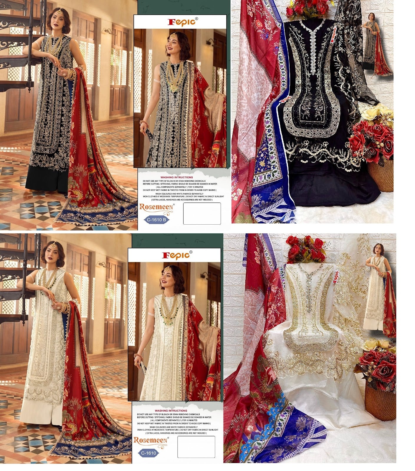1610 Fepic Organza Pakistani Salwar Suits