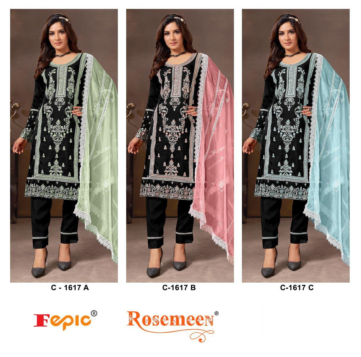 1617 Fepic Organza Pakistani Salwar Suits