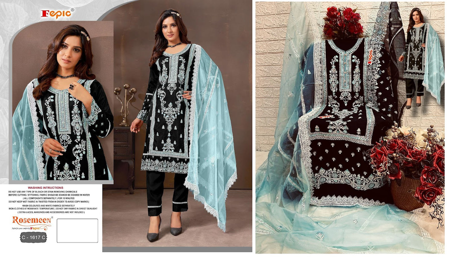 1617 Fepic Organza Pakistani Salwar Suits