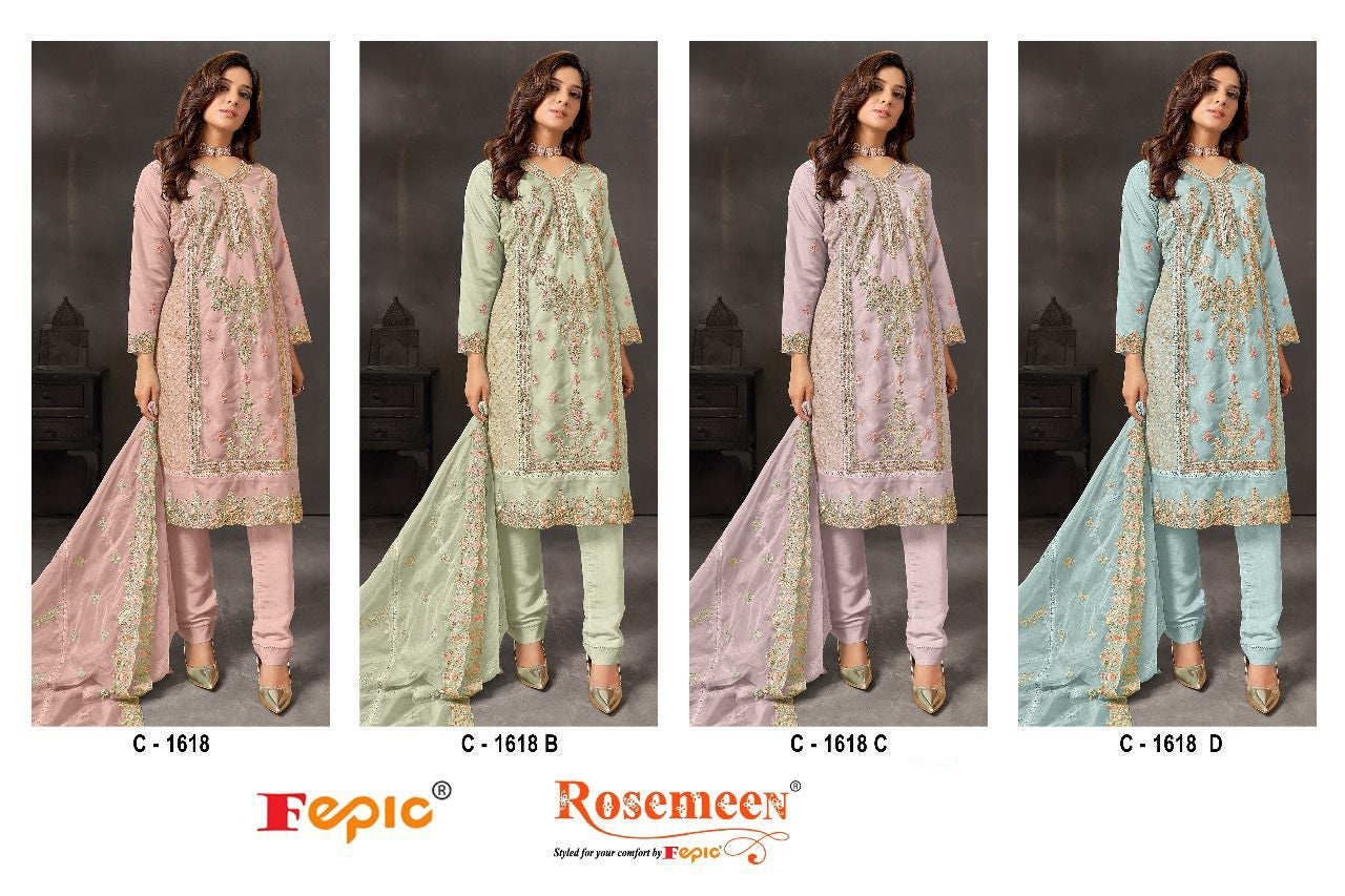 1618 Fepic Organza Pakistani Salwar Suits