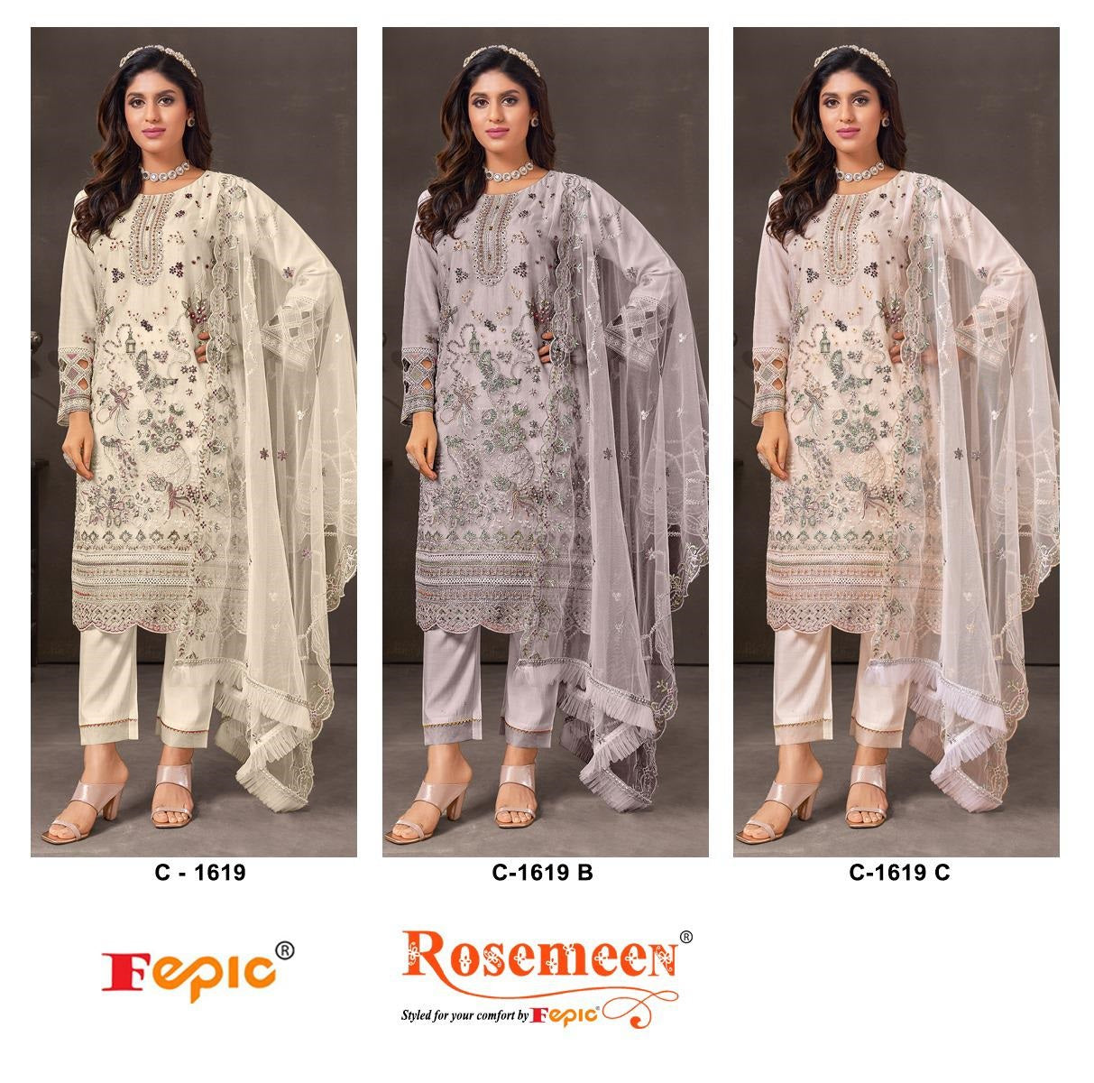 1619 Fepic Organza Pakistani Salwar Suits