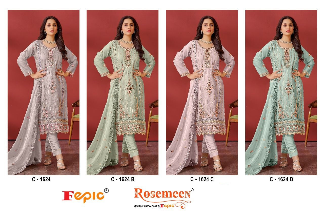 1624 Fepic Organza Pakistani Salwar Suits