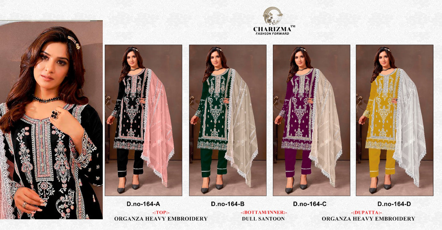 164 Charizma Designer Organza Pakistani Salwar Suits