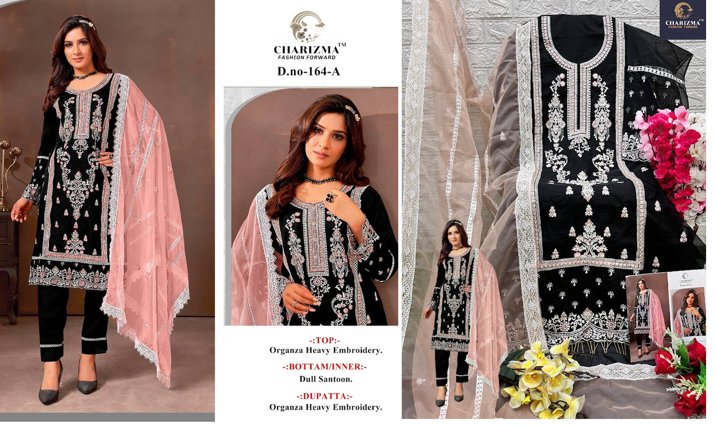 164 Charizma Designer Organza Pakistani Salwar Suits