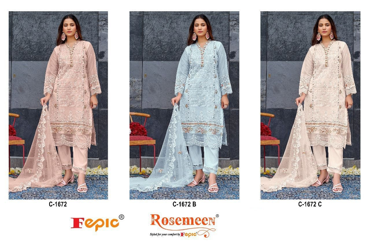 1672 Fepic Organza Pakistani Salwar Suits