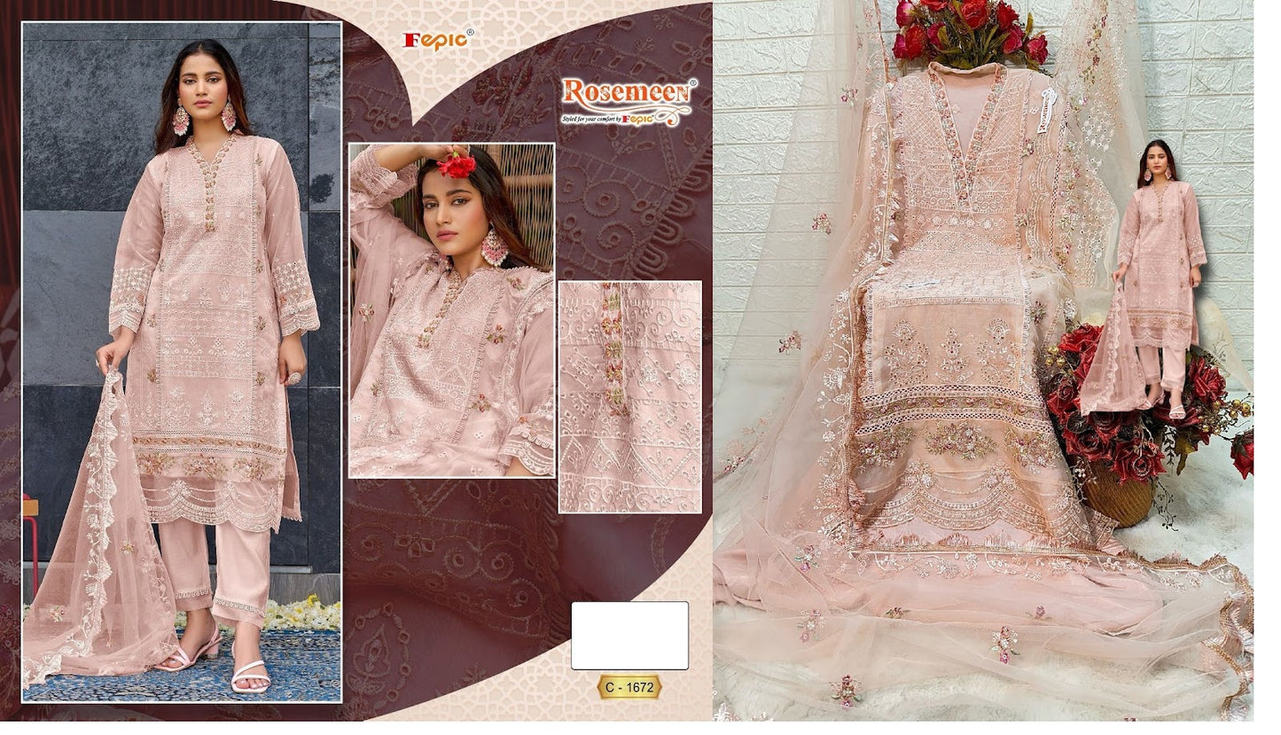 1672 Fepic Organza Pakistani Salwar Suits
