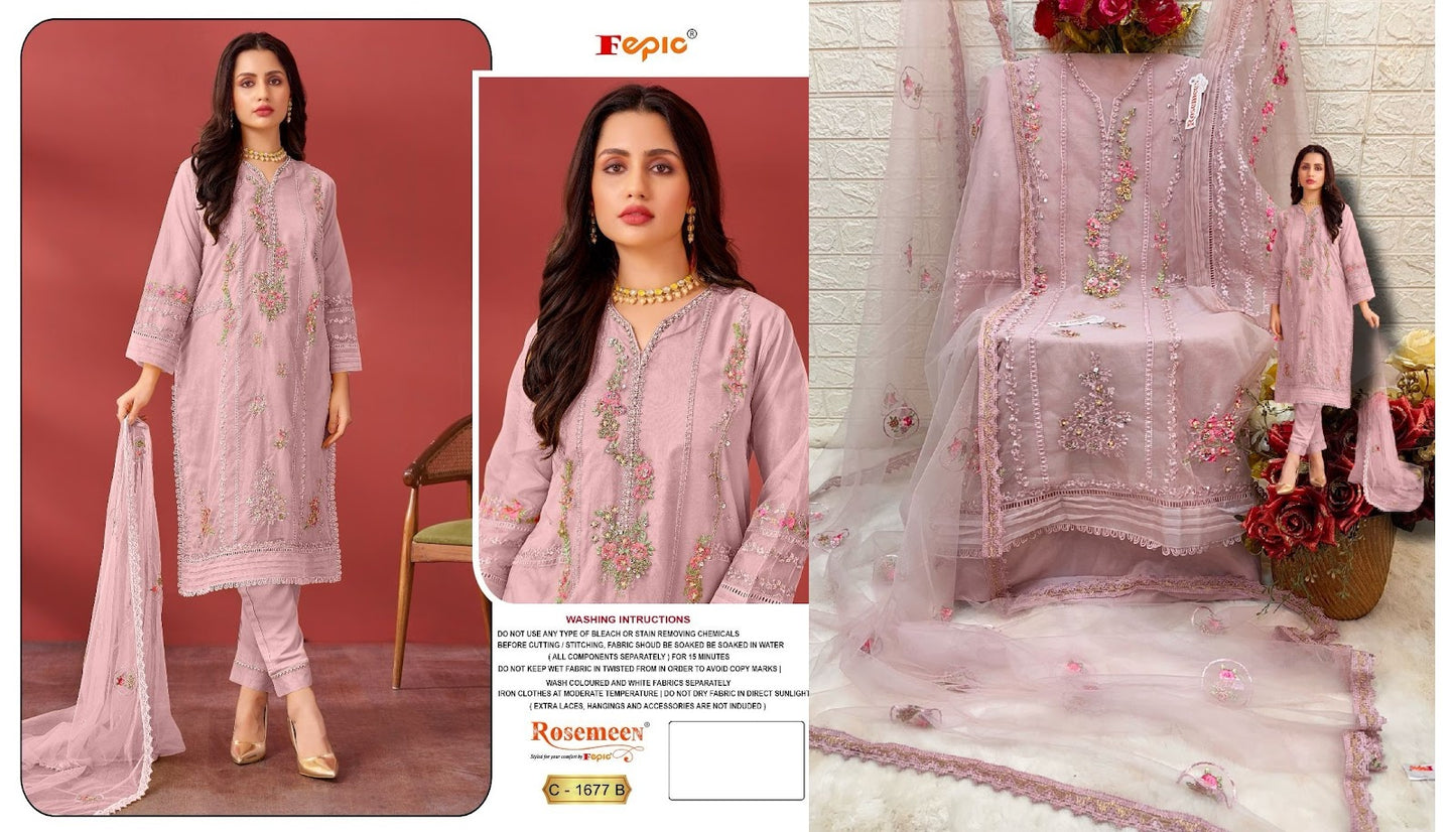 1677 Fepic Organza Pakistani Salwar Suits