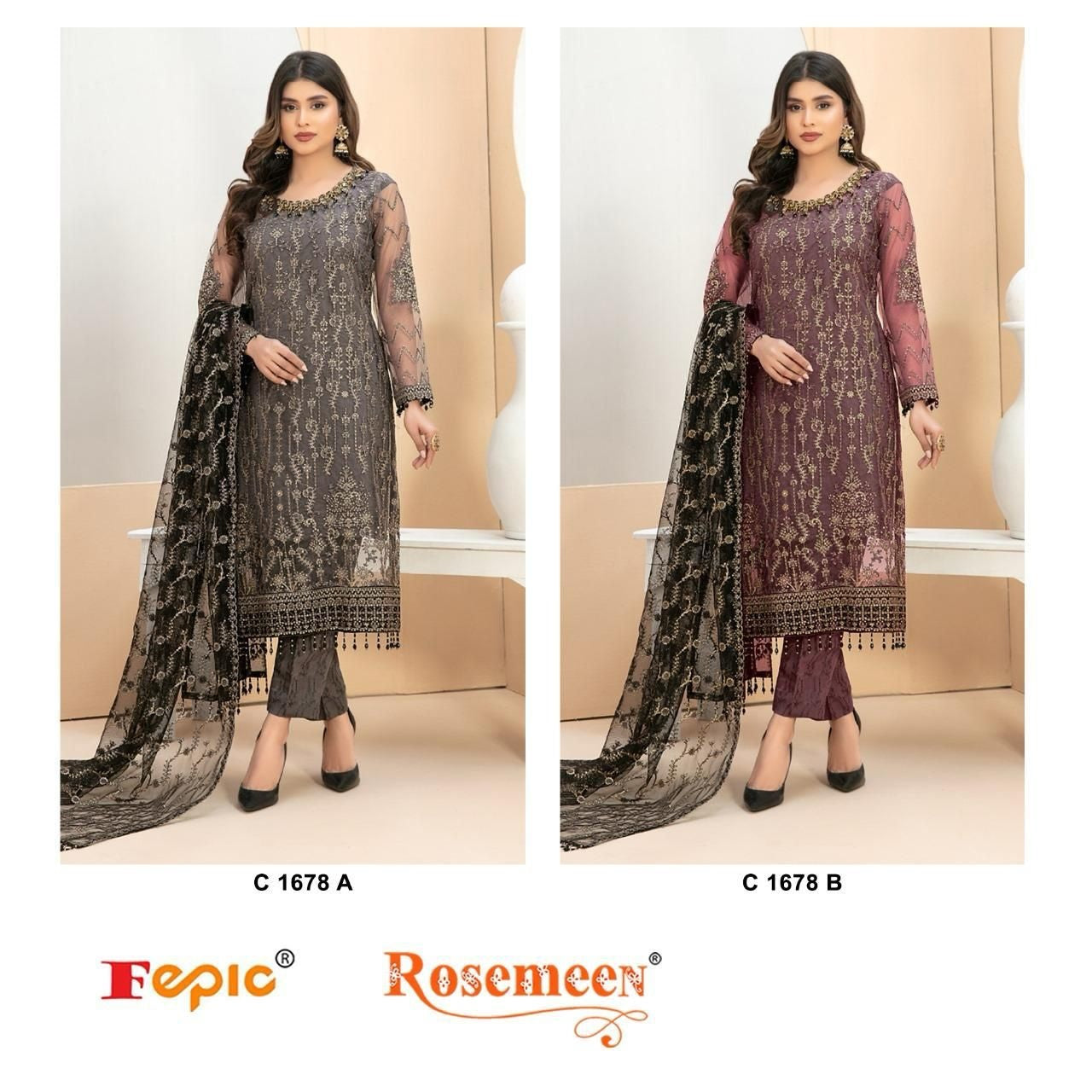 1678 Fepic Organza Pakistani Salwar Suits