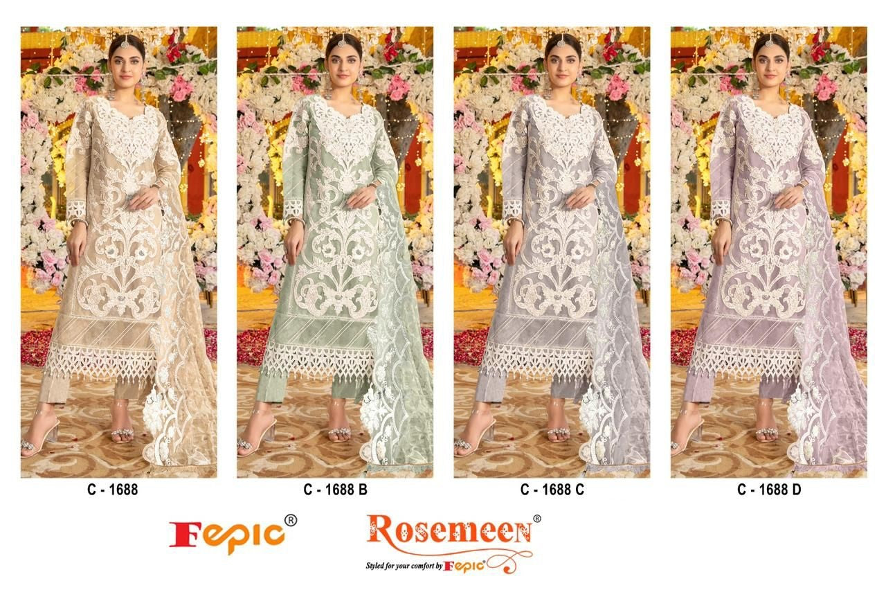 1688 Fepic Organza Pakistani Salwar Suits