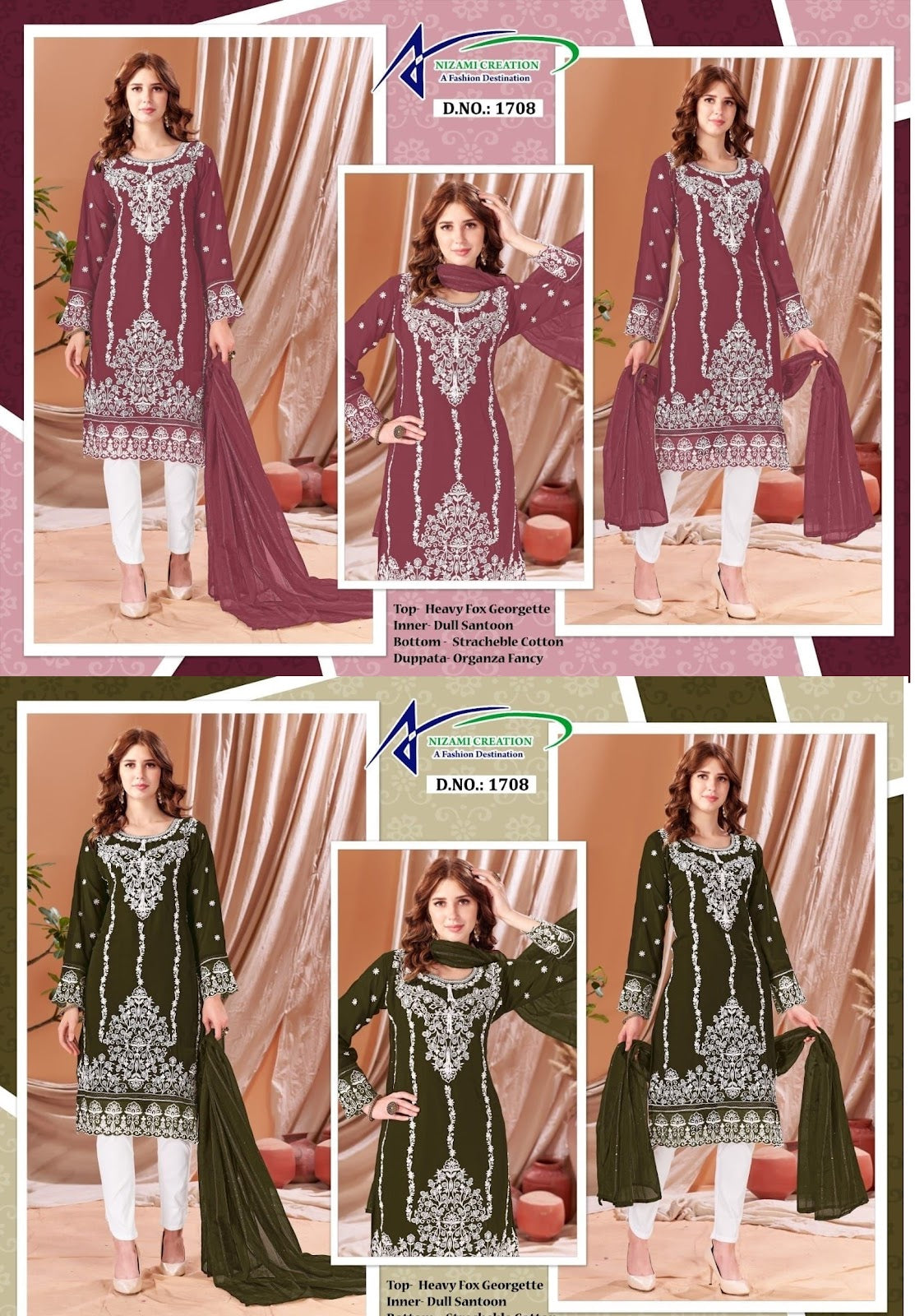 1708 Nizami Creation Fox Georgette Pakistani Readymade Suits