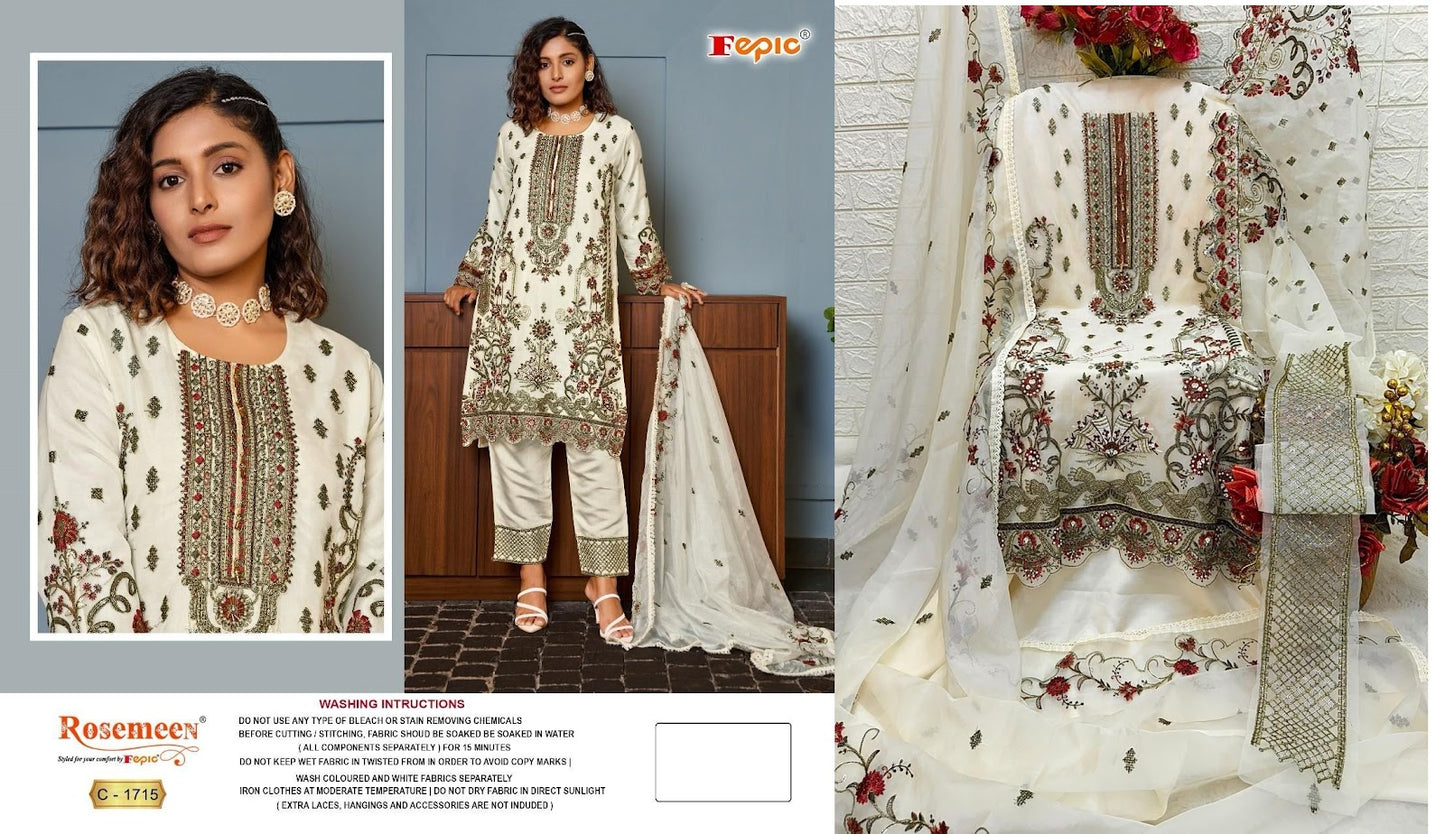 1715 Fepic Organza Pakistani Salwar Suits
