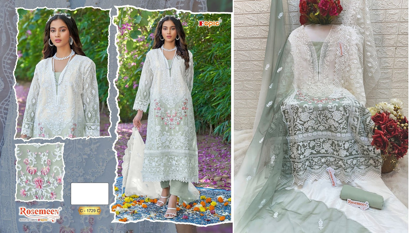 1729 Fepic Organza Pakistani Salwar Suits