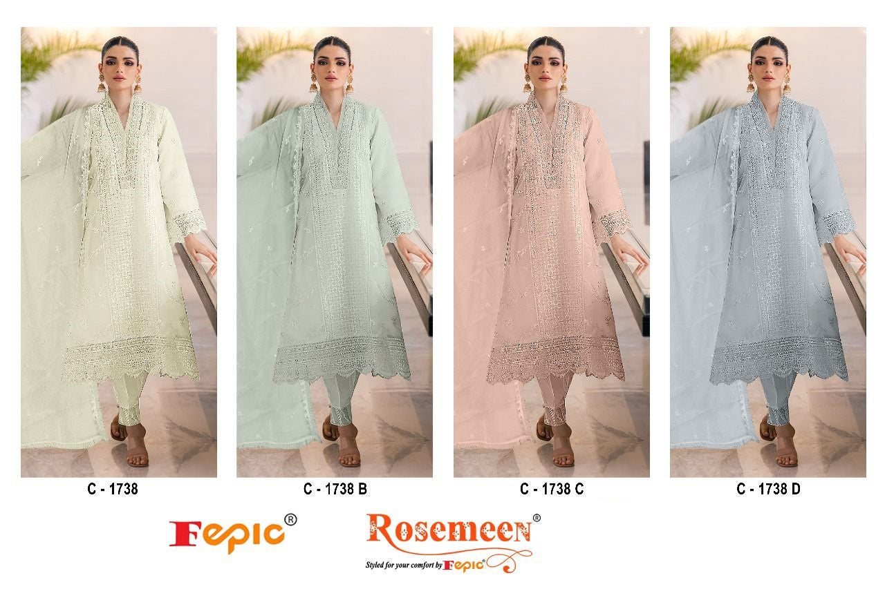 1738 Fepic Organza Pakistani Salwar Suits