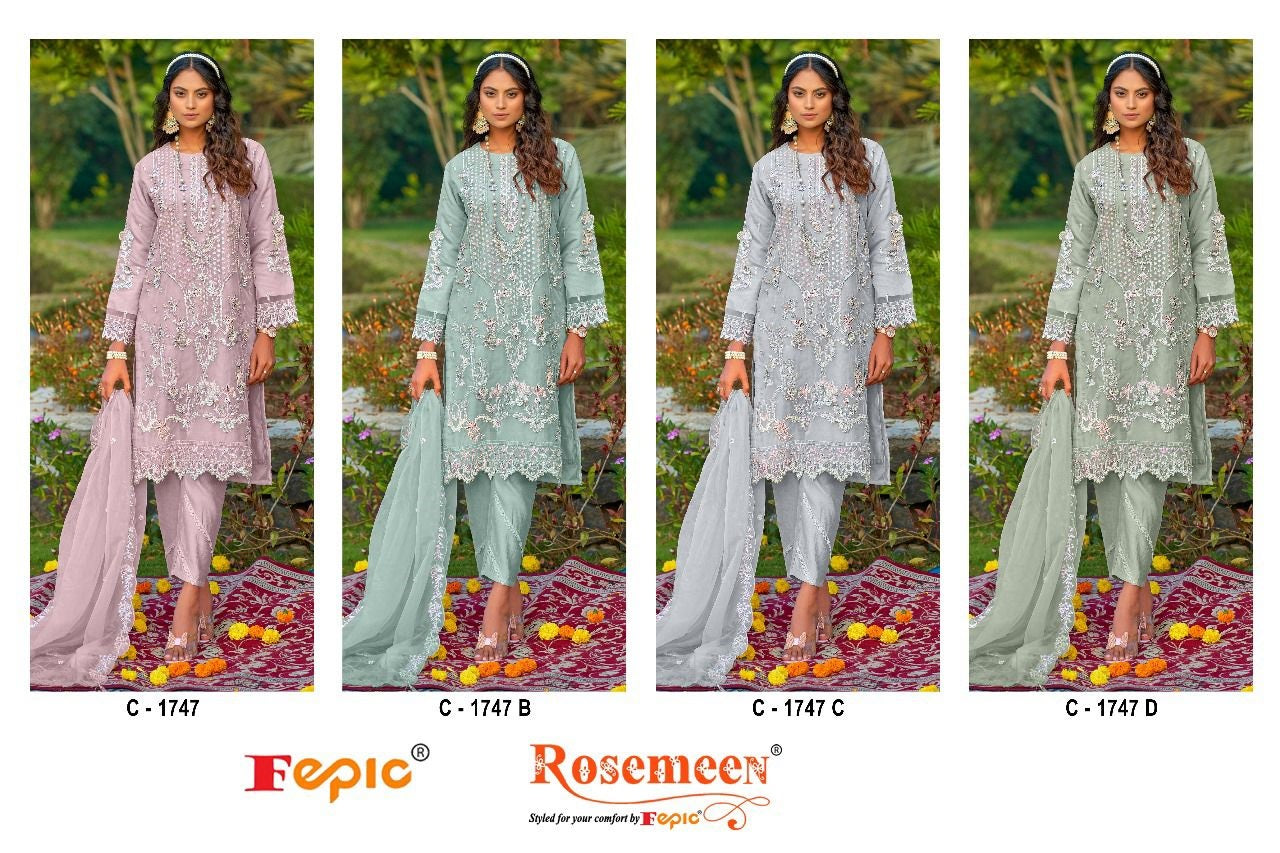 1747 Fepic Organza Pakistani Salwar Suits