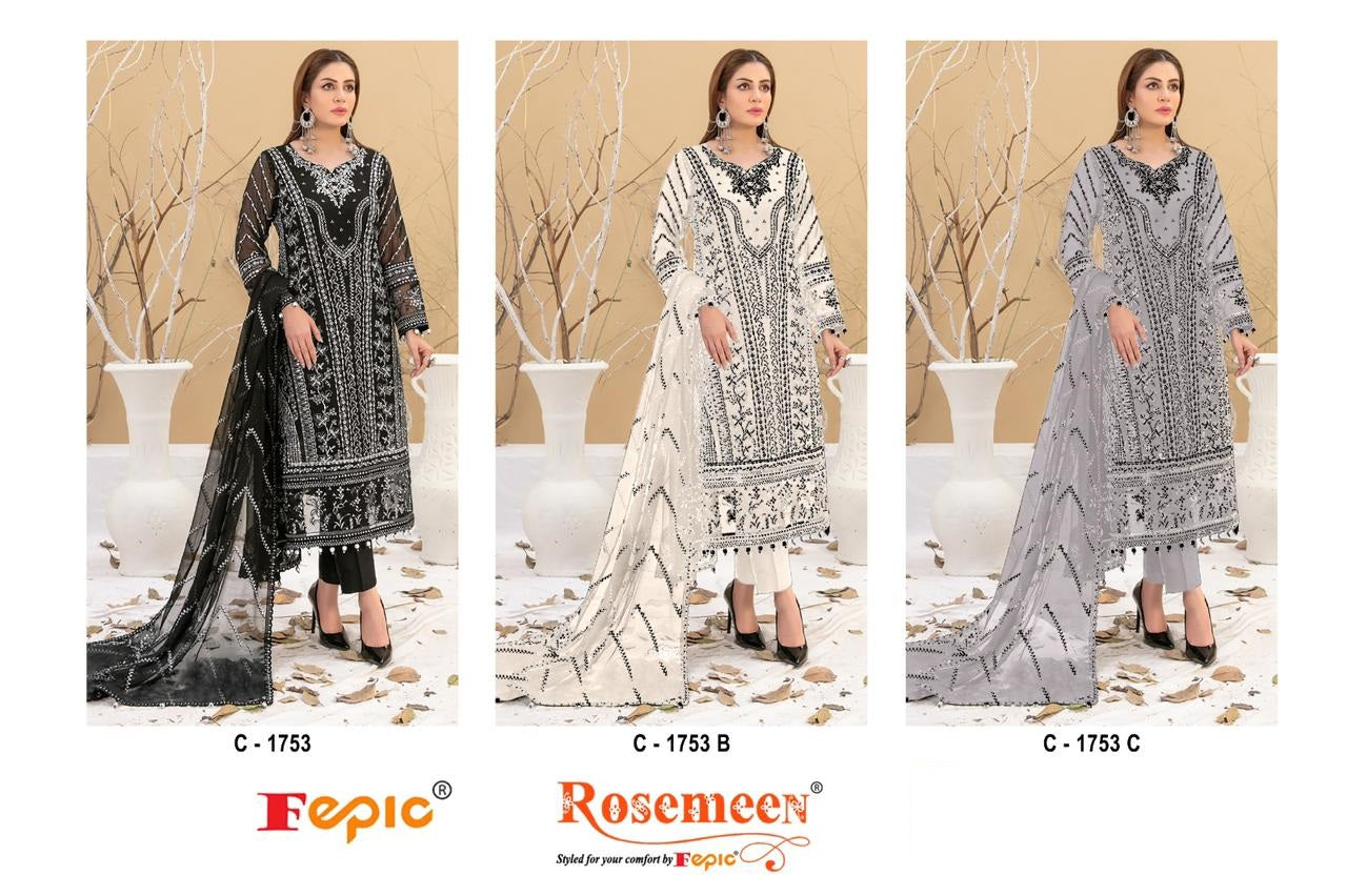 1753 Fepic Organza Pakistani Salwar Suits