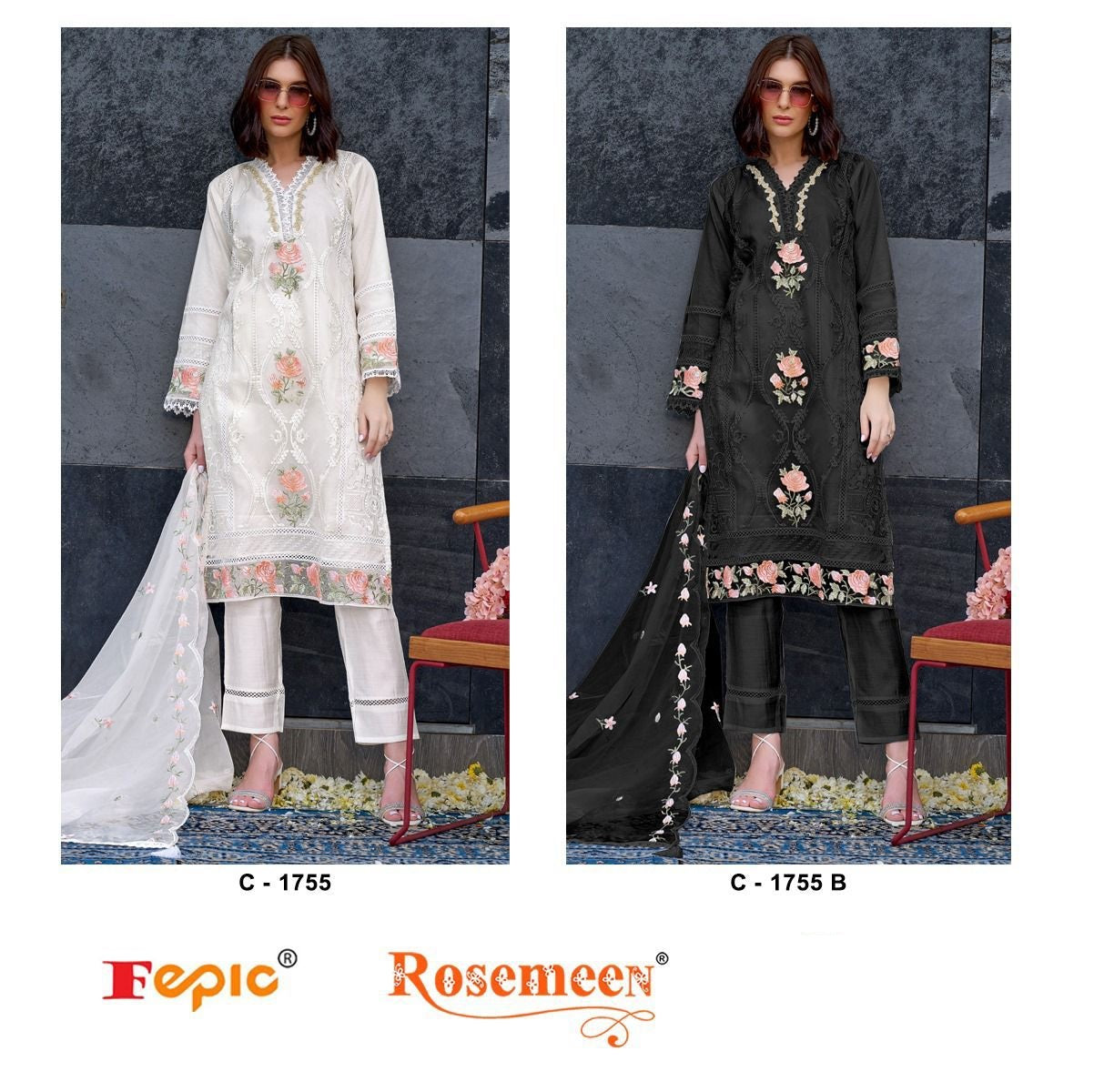 1755 Fepic Organza Pakistani Salwar Suits