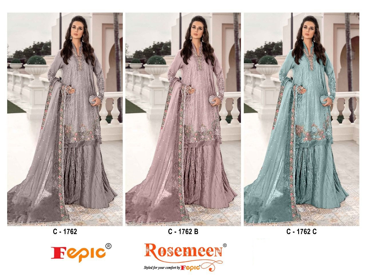 1762 Fepic Organza Pakistani Salwar Suits