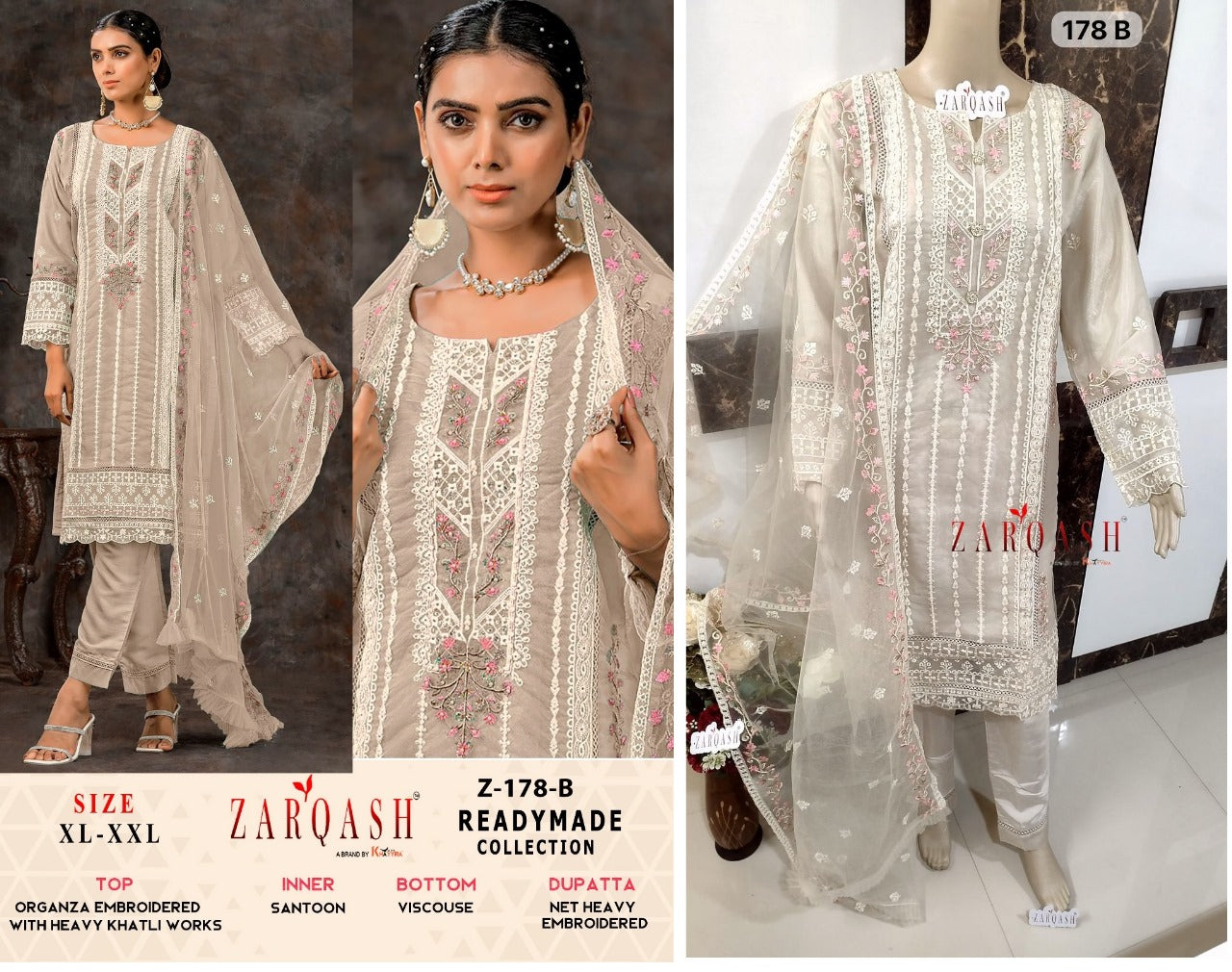 178 Zarqash Organza Pakistani Readymade Suits