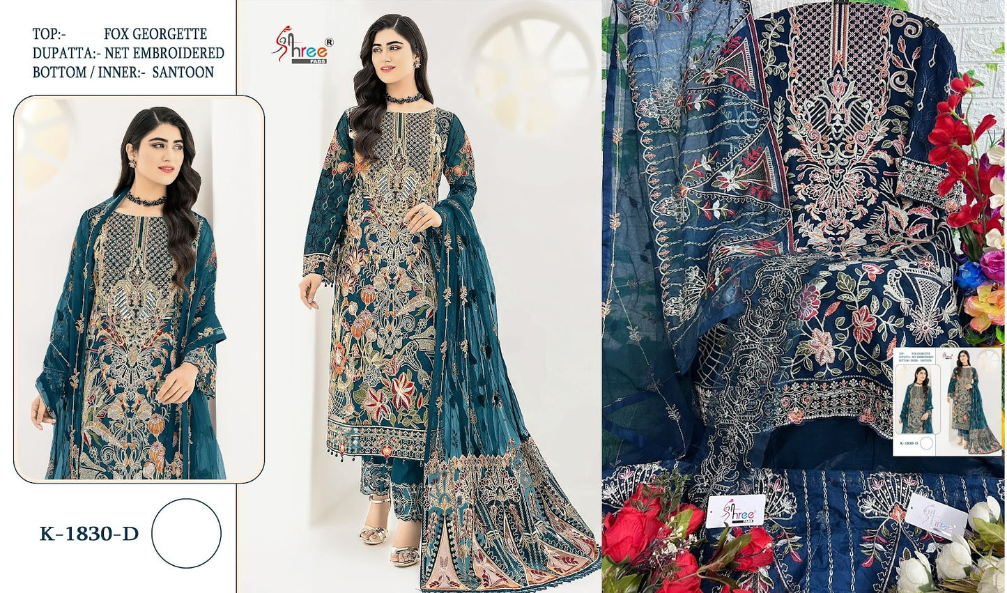 1830 Shree Fabs Georgette Pakistani Salwar Suits