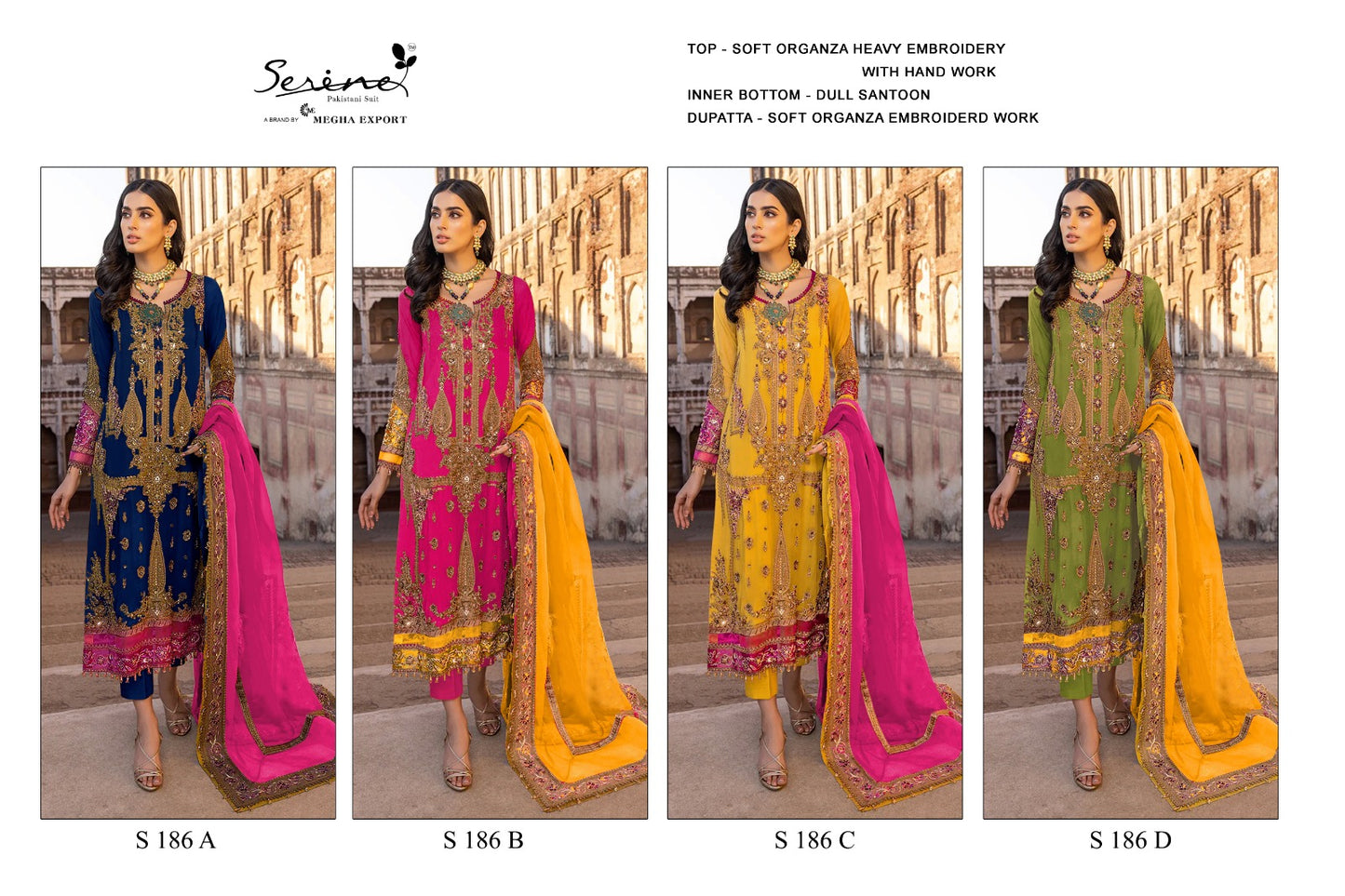 186 Serine Organza Pakistani Salwar Suits