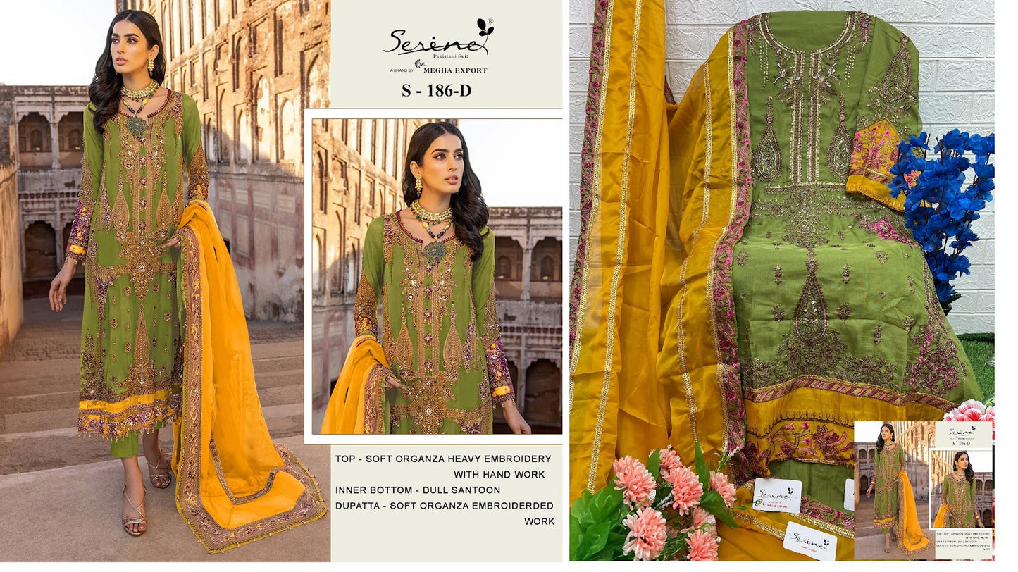 186 Serine Organza Pakistani Salwar Suits