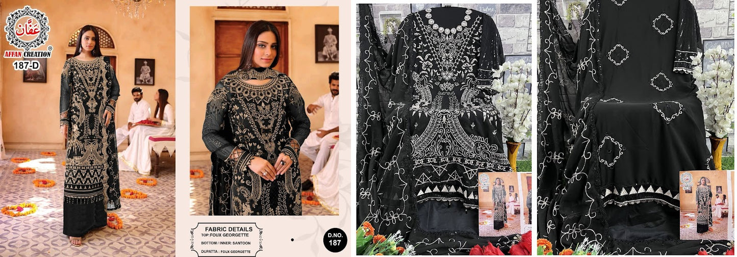 187 Affan Creation Fox Georgette Pakistani Salwar Suits