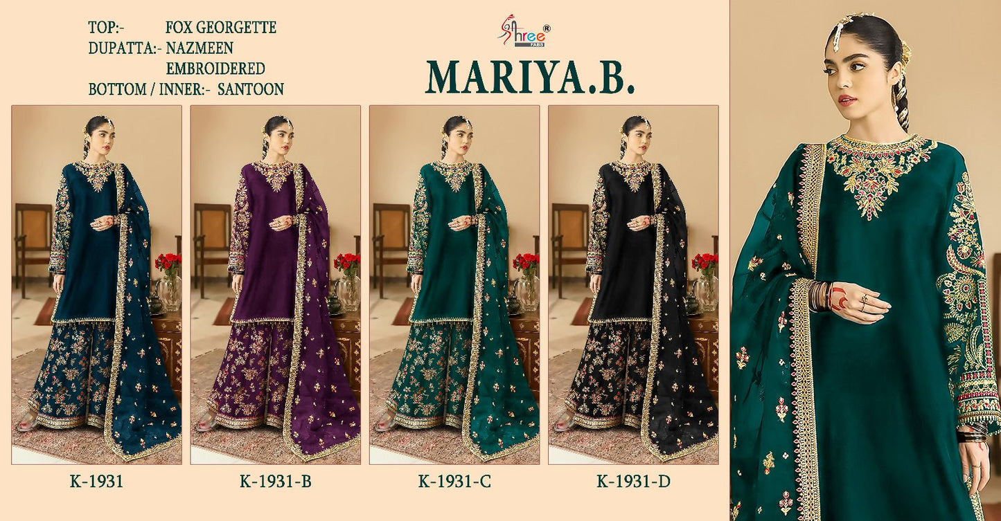 1931 Shree Fabs Fox Georgette Pakistani Salwar Suits