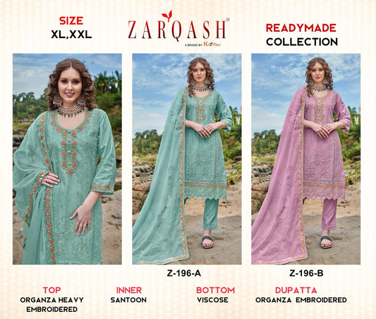 196 Zarqash Organza Pakistani Readymade Suits