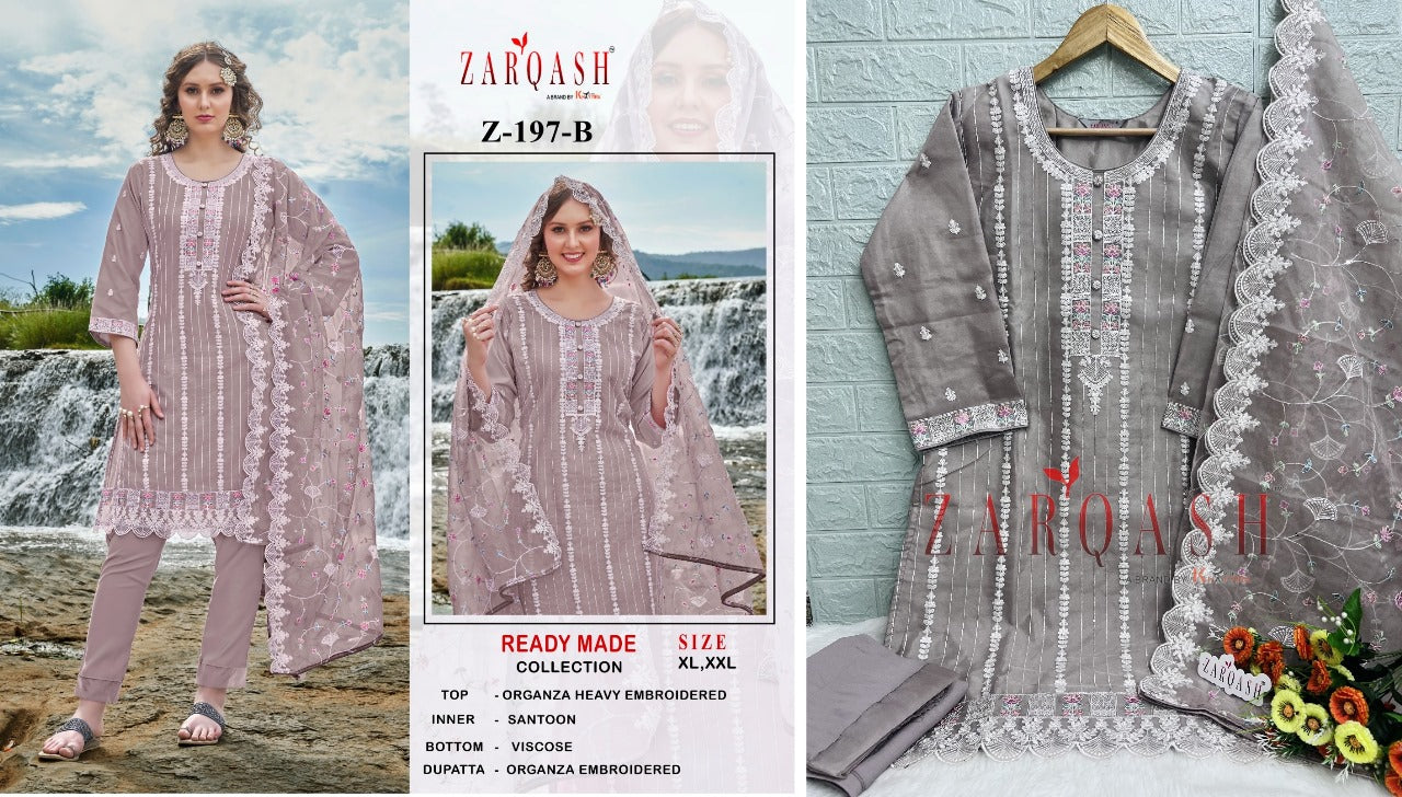 197 Zarqash Organza Pakistani Readymade Suits