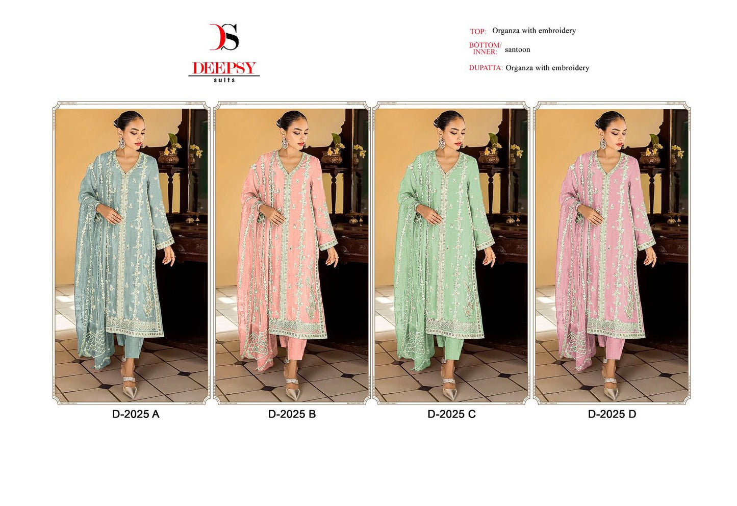 2025 Abcd Deepsy Organza Pakistani Salwar Suits