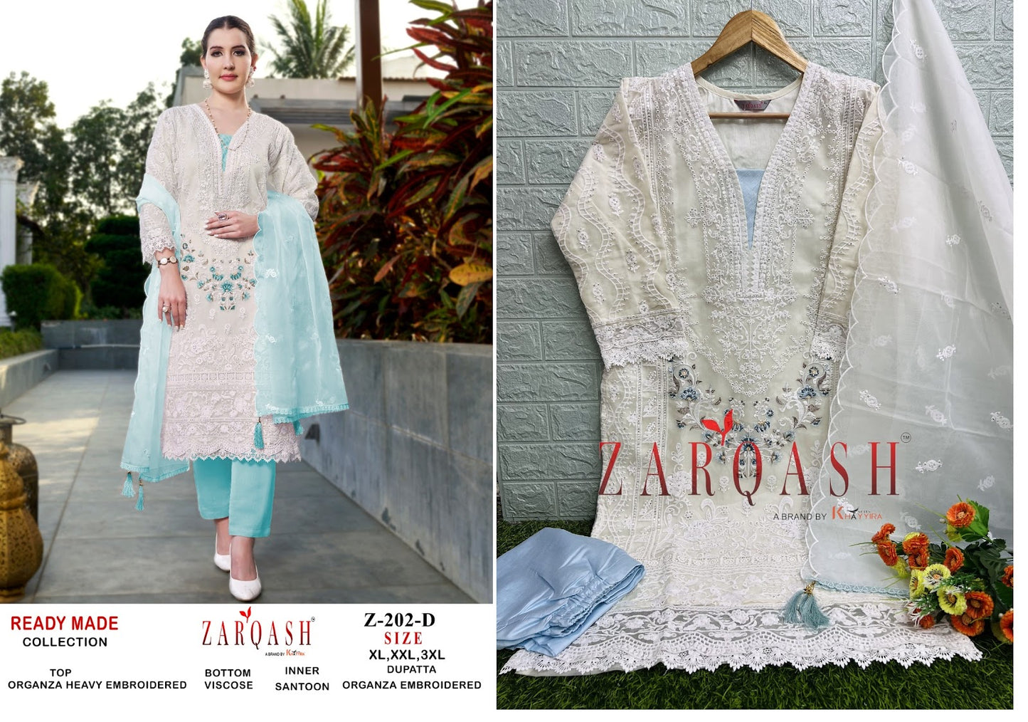 202 Zarqash Organza Pakistani Readymade Suits