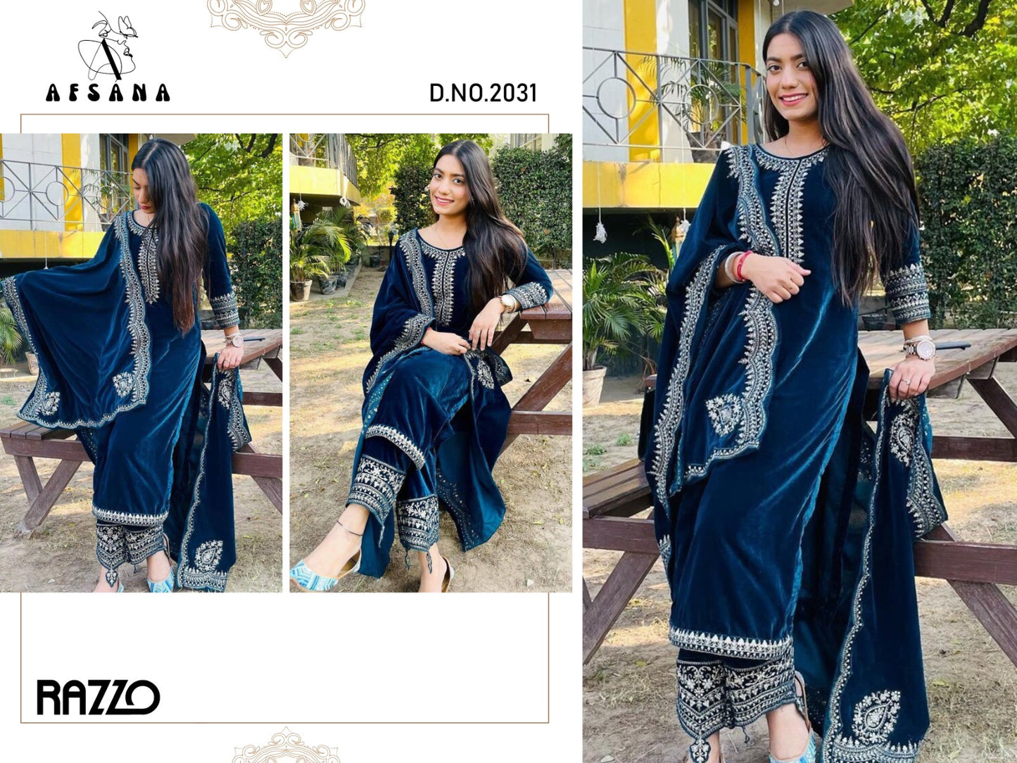 2031-Razzo Afsana Readymade Velvet Suits