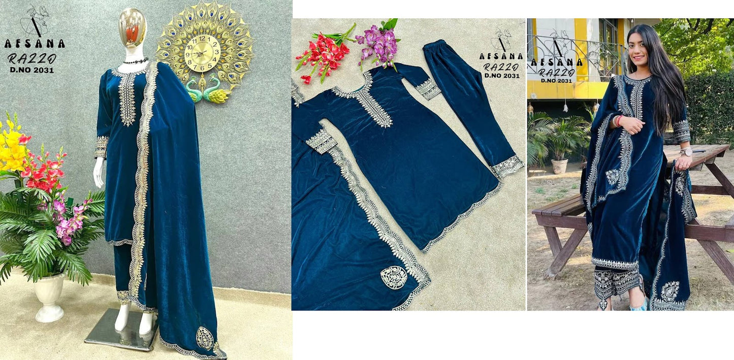 2031-Razzo Afsana Readymade Velvet Suits