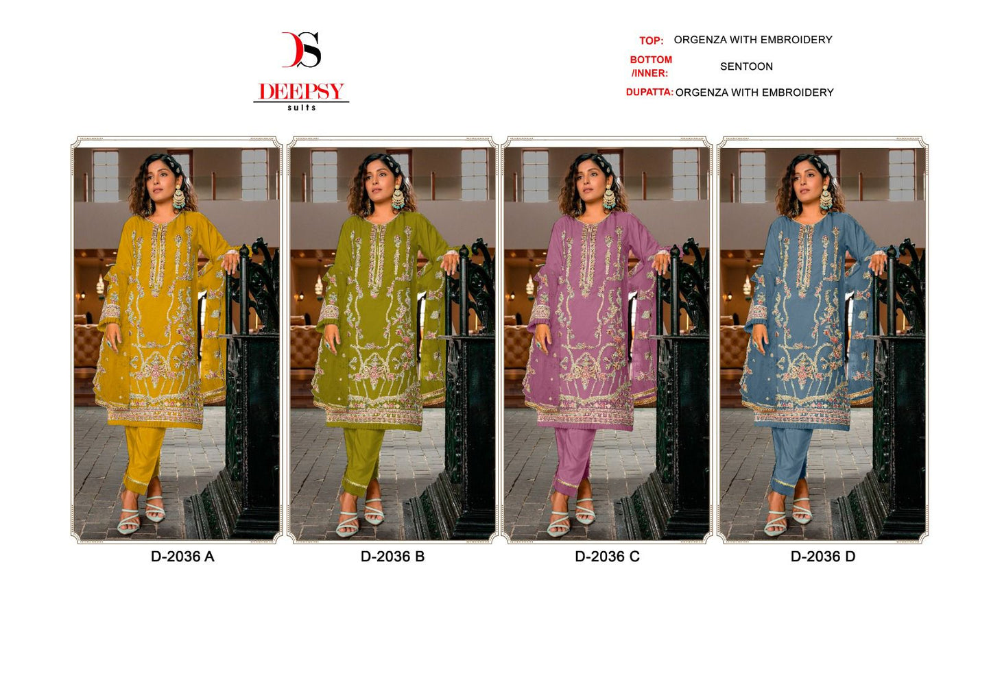 2036 Deepsy Organza Pakistani Salwar Suits
