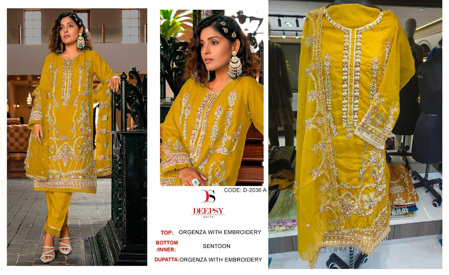 2036 Deepsy Organza Pakistani Salwar Suits