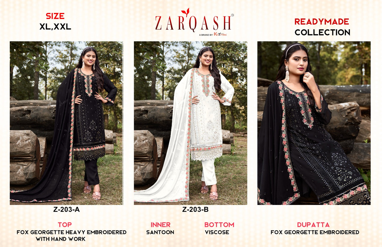 203 Zarqash Fox Georgette Pakistani Readymade Suits