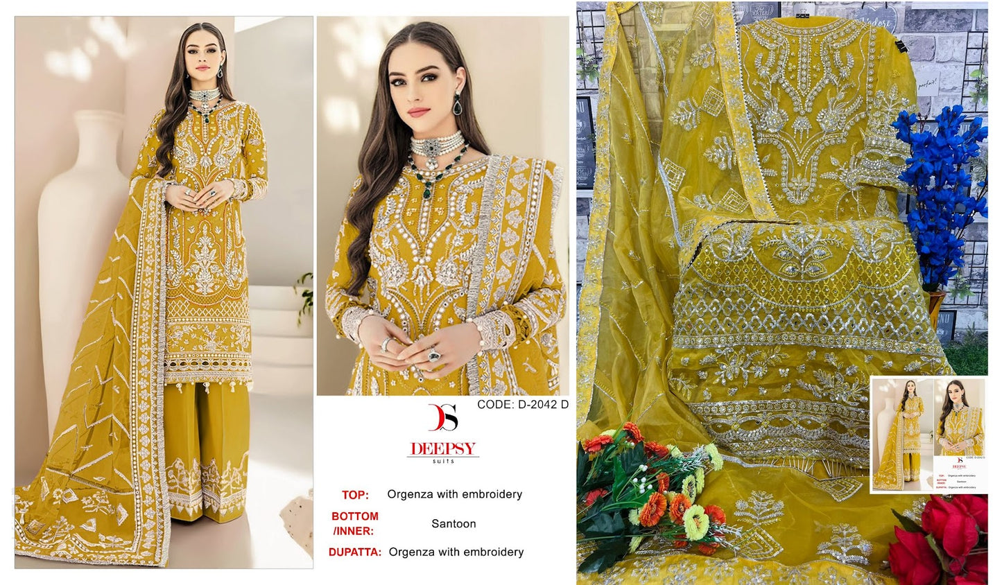 2042 Deepsy Organza Pakistani Salwar Suits