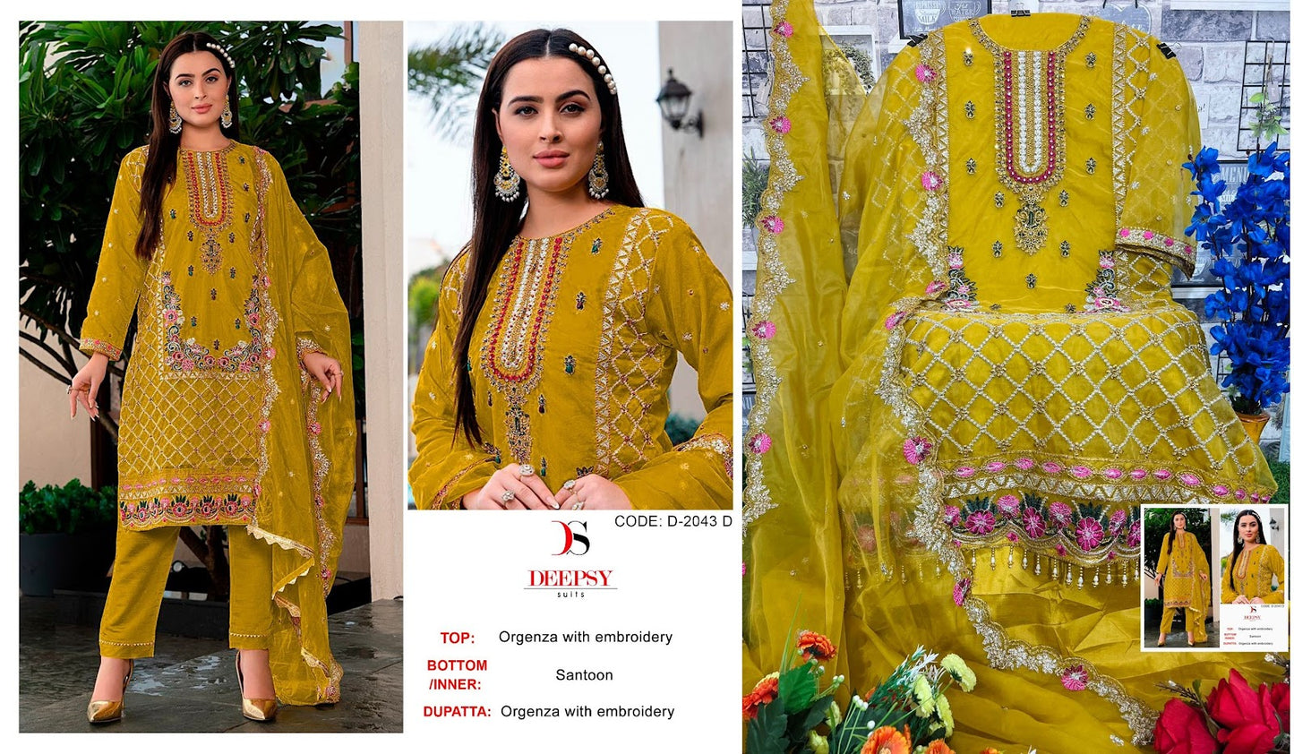 2043 Deepsy Organza Pakistani Salwar Suits
