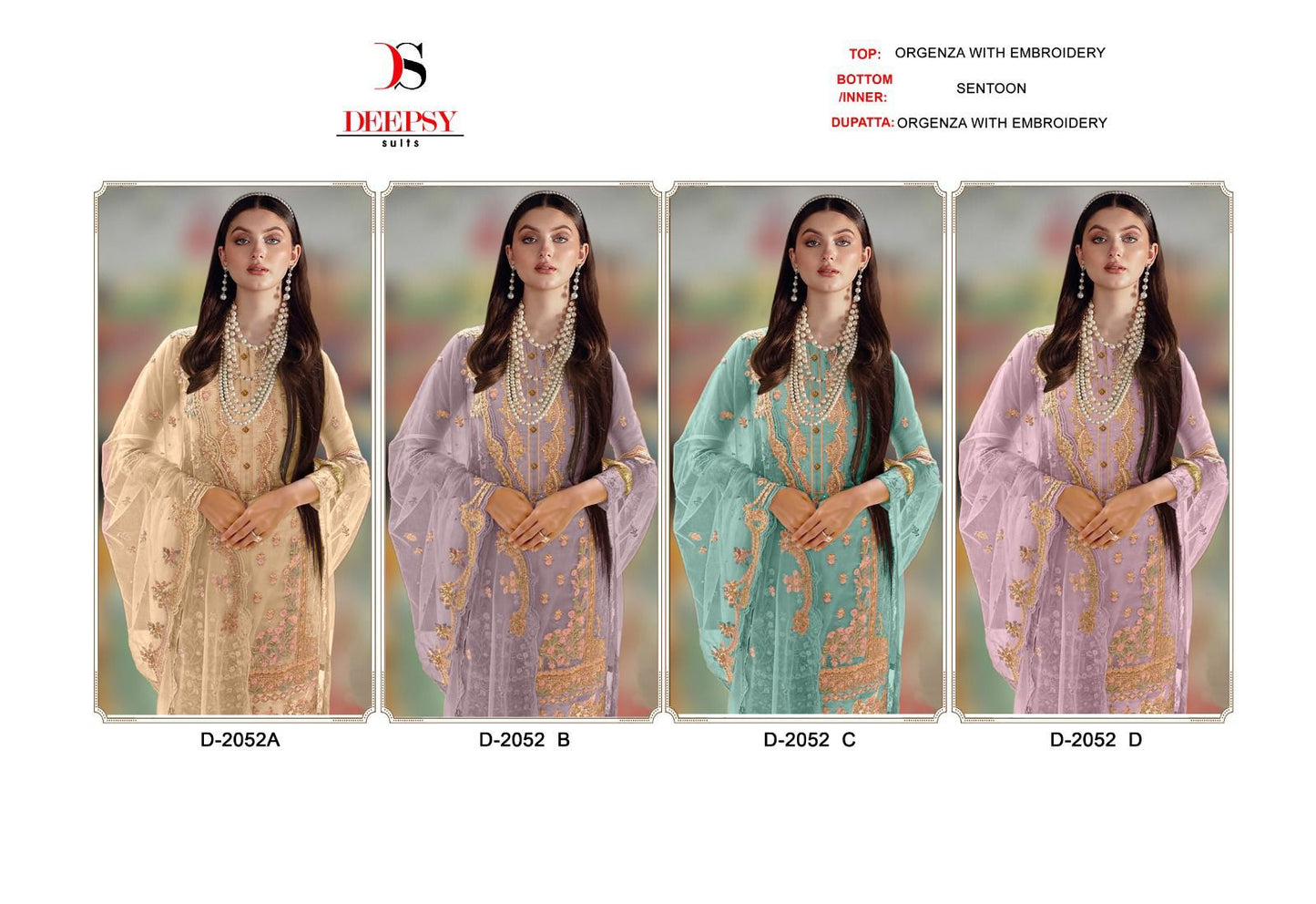 2052 Deepsy Organza Pakistani Salwar Suits