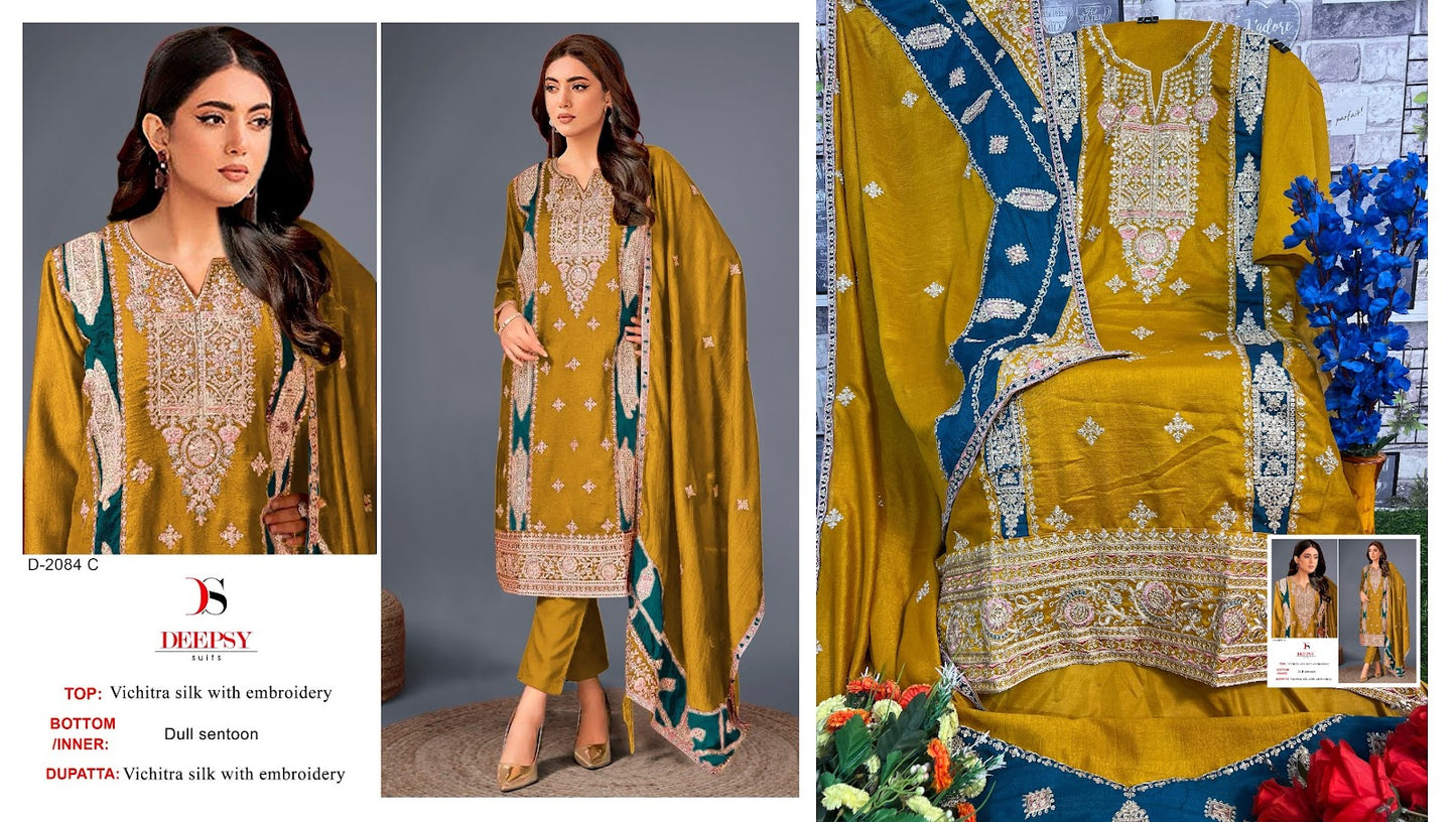 2084 Deepsy Vichitra Silk Pakistani Salwar Suits