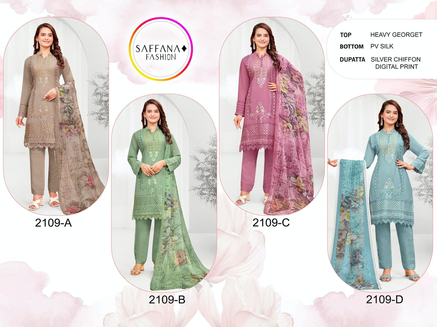 2109 Saffana Georgette Pakistani Readymade Suits